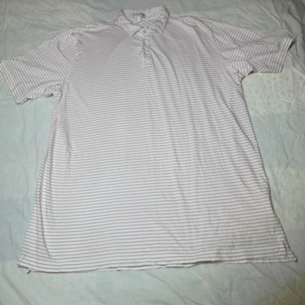 Peter Millar Mens XXL Polo Shirt White Red Striped 100% Pima Cotton Short Sleeve - Picture 3 of 8